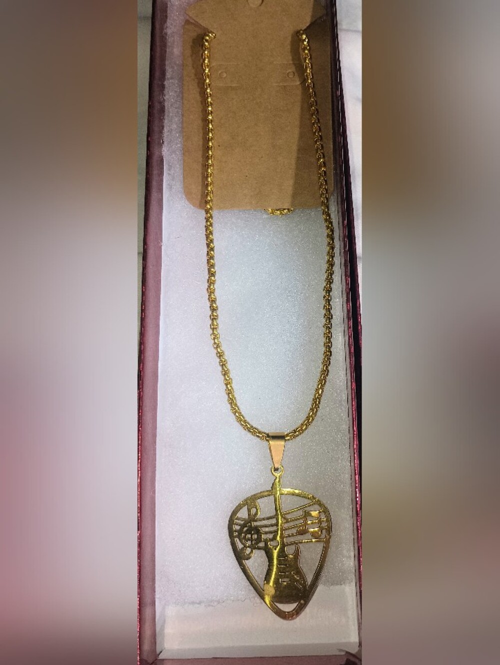 Gold-Tone Musical Guitar Pendant Necklace - Women's Jewelry